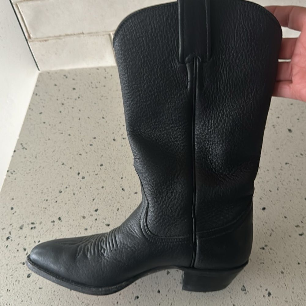 LARRY MAHAN Women’s 6.5B Black Leather Cowgirl Western Boots Handcrafted in USA - Picture 16 of 16